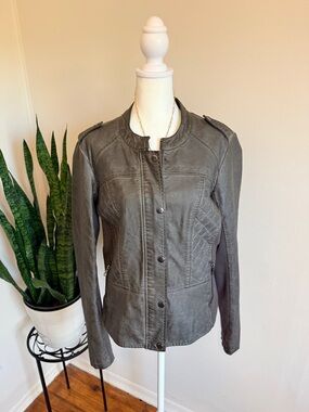 Maurices | Dark Gray Faux Leather Moto Jacket